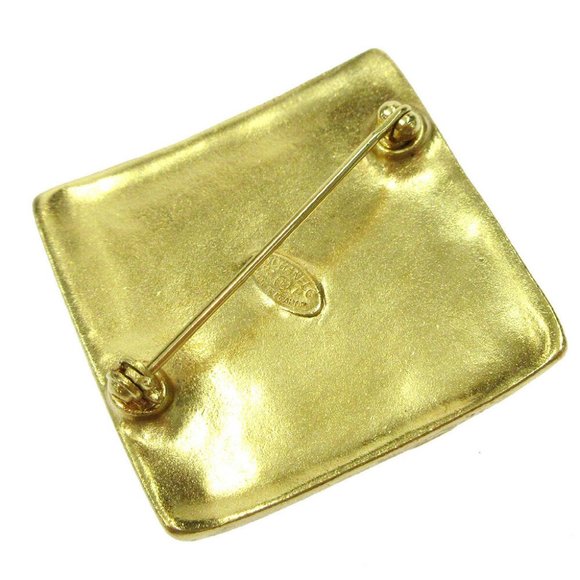 Authentic CHANEL CC Logos Rhombus Brooch Pin Corsage Gold-Tone 96P Accessories - Picture 4 of 6
